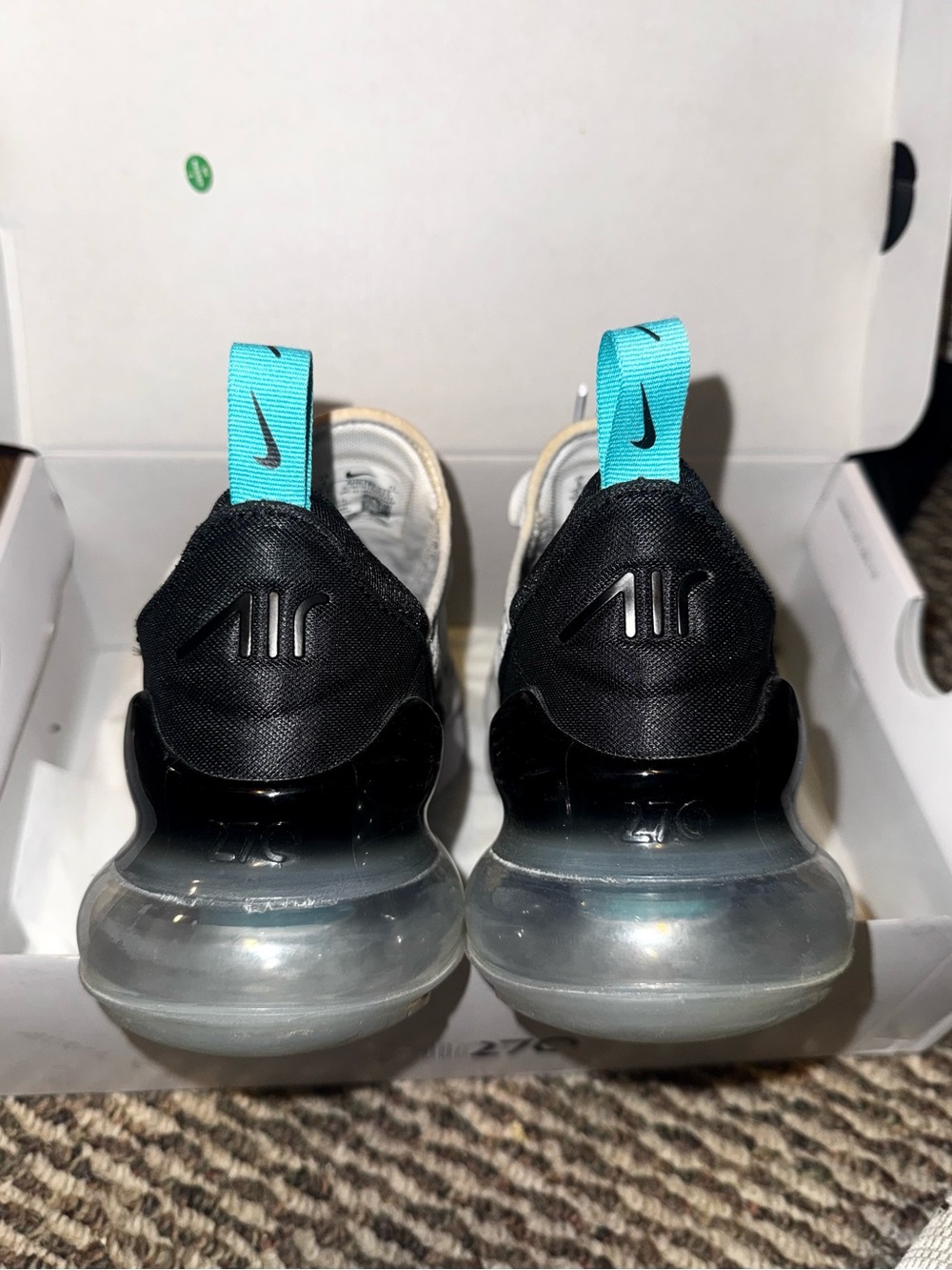 Nike White Black Teal Air Max 270 Sneakers - Picture 3 of 6